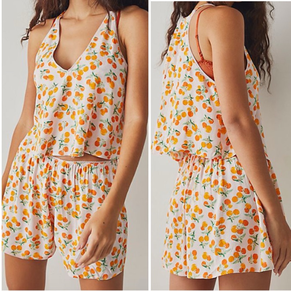 Free People Intimately NWOT Worth It Set Grapefruit Print Size Large